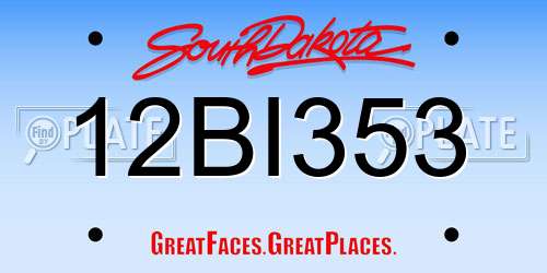 12BI353 South Dakota License Plate