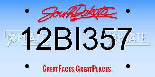 12BI357 South Dakota License Plate