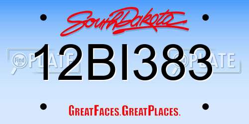 12BI383 South Dakota License Plate