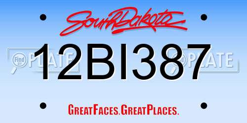 12BI387 South Dakota License Plate