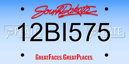 12BI575 South Dakota License Plate