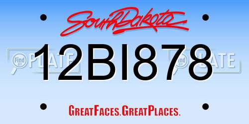 12BI878 South Dakota License Plate