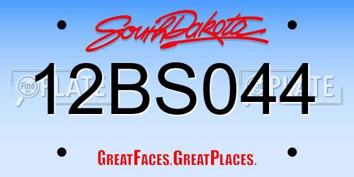 12BS044 South Dakota License Plate