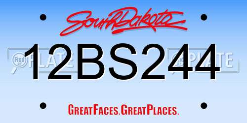 12BS244 South Dakota License Plate