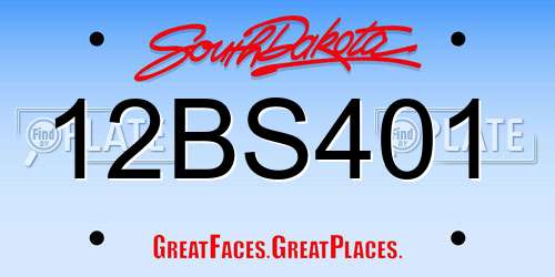 12BS401 South Dakota License Plate