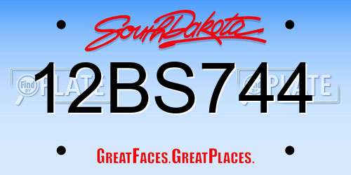 12BS744 South Dakota License Plate
