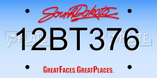 12BT376 South Dakota License Plate