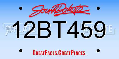 12BT459 South Dakota License Plate