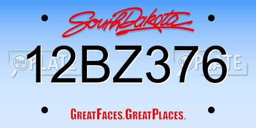 12BZ376 South Dakota License Plate