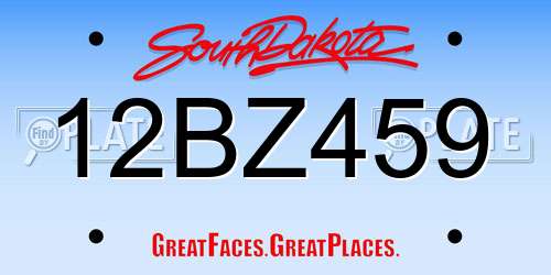 12BZ459 South Dakota License Plate