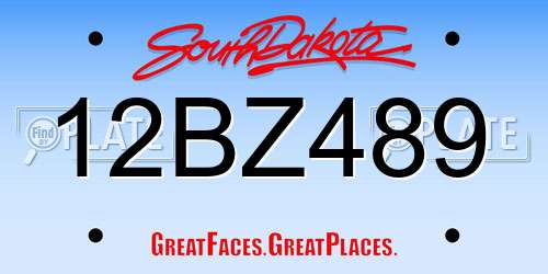 12BZ489 South Dakota License Plate