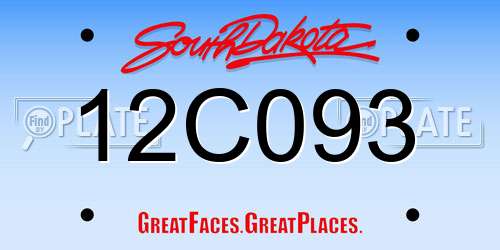 12C093 South Dakota License Plate
