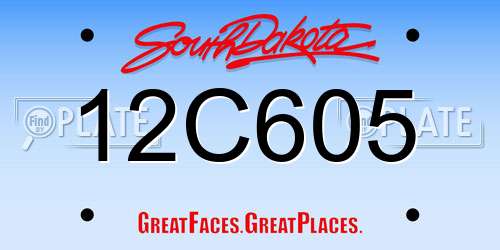 12C605 South Dakota License Plate