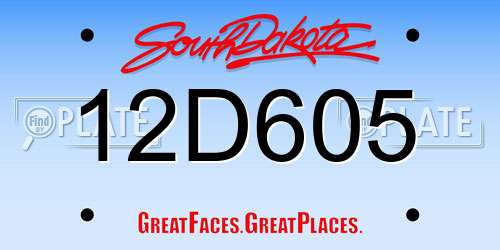 12D605 South Dakota License Plate