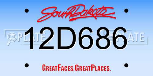 12D686 South Dakota License Plate
