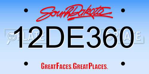 12DE360 South Dakota License Plate