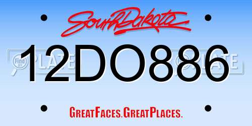 12DO886 South Dakota License Plate