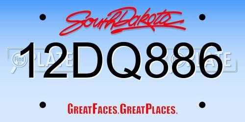 12DQ886 South Dakota License Plate