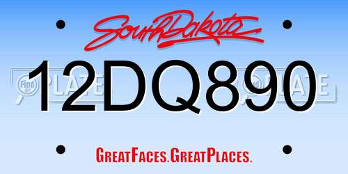 12DQ890 South Dakota License Plate