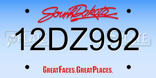 12DZ992 South Dakota License Plate
