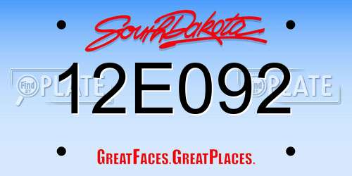 12E092 South Dakota License Plate