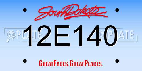 12E140 South Dakota License Plate