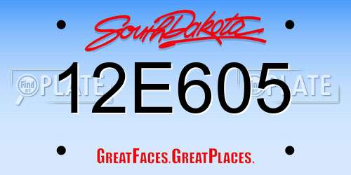 12E605 South Dakota License Plate