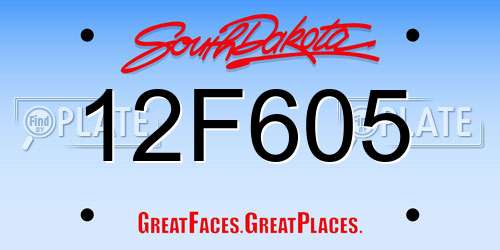 12F605 South Dakota License Plate