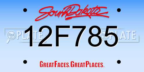 12F785 South Dakota License Plate