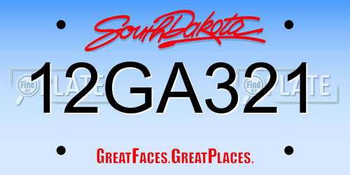 12GA321 South Dakota License Plate