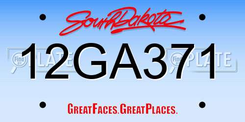 12GA371 South Dakota License Plate