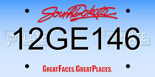 12GE146 South Dakota License Plate