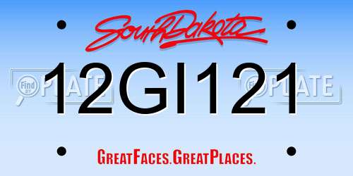 12GI121 South Dakota License Plate