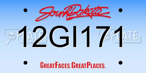 12GI171 South Dakota License Plate