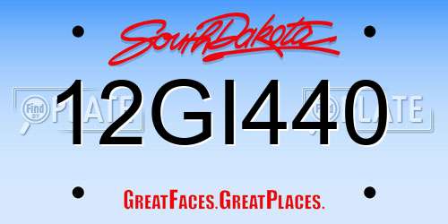 12GI440 South Dakota License Plate