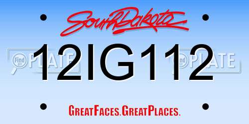 12IG112 South Dakota License Plate