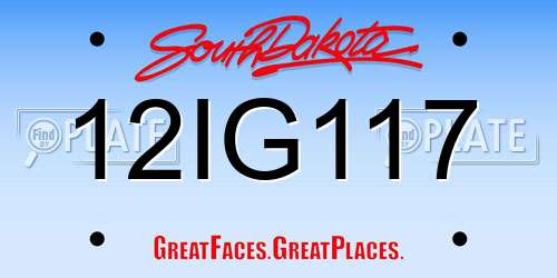 12IG117 South Dakota License Plate