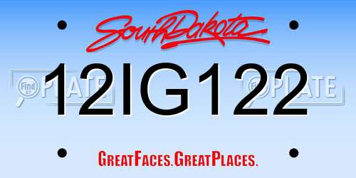 12IG122 South Dakota License Plate