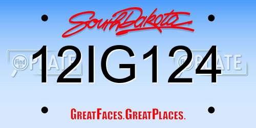 12IG124 South Dakota License Plate