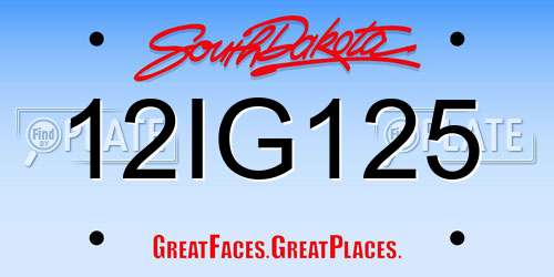 12IG125 South Dakota License Plate