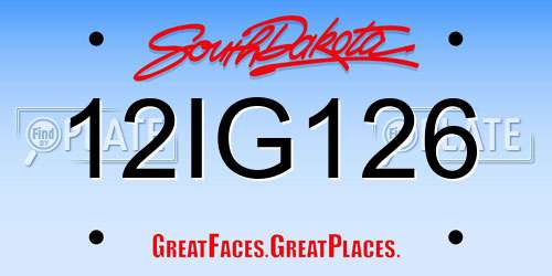 12IG126 South Dakota License Plate