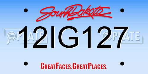 12IG127 South Dakota License Plate