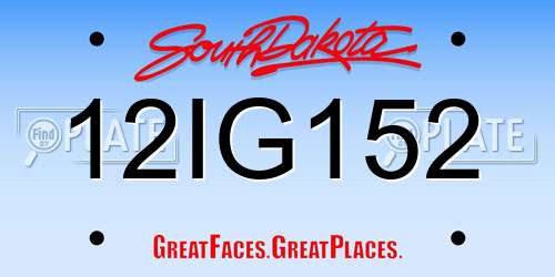 12IG152 South Dakota License Plate