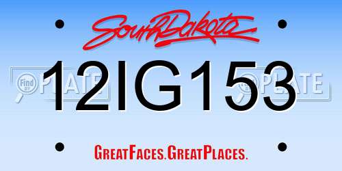 12IG153 South Dakota License Plate