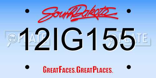 12IG155 South Dakota License Plate