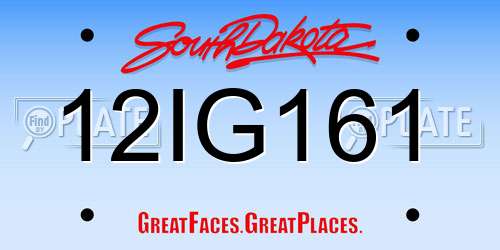 12IG161 South Dakota License Plate