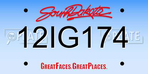 12IG174 South Dakota License Plate