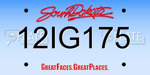 12IG175 South Dakota License Plate