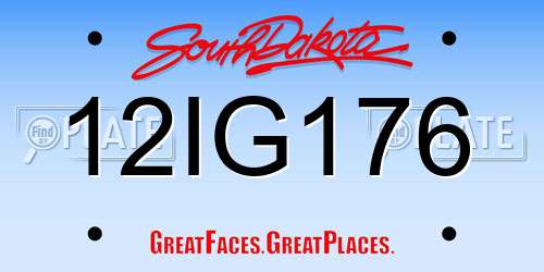 12IG176 South Dakota License Plate