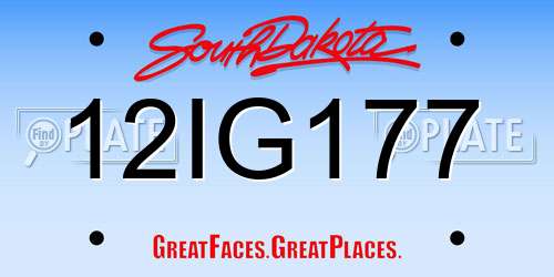 12IG177 South Dakota License Plate